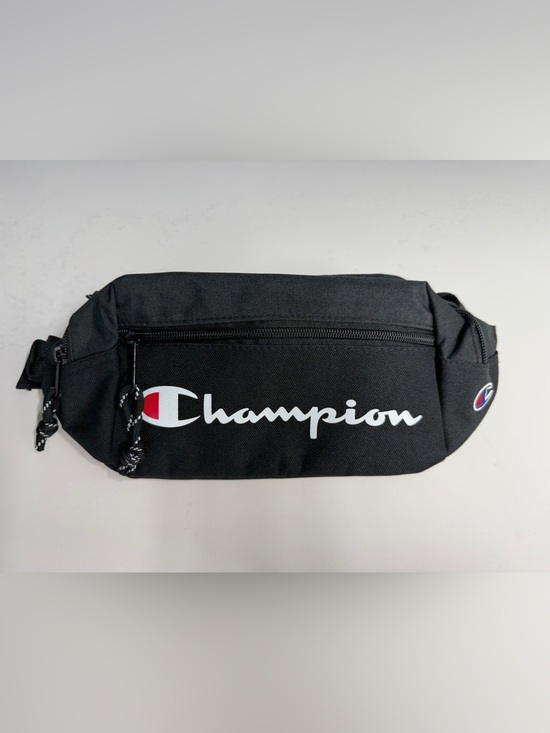 Champion Handbags - Champion Black Waist Pack with White Logo and Red Accent